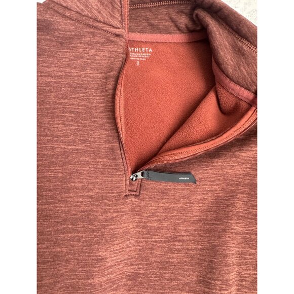Athleta Womens Cozy Half-Zip Pullover Sweatshirt Size Small Brown Fleece - Picture 4 of 10